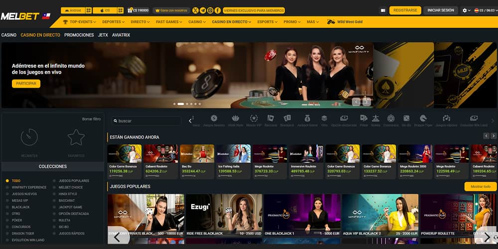 MelBet casino en vivo